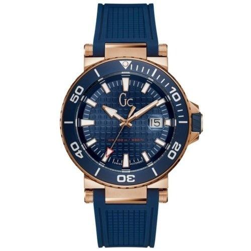 GC DiverCode Men's Rose Gold / Blue Silicone 44mm Watch Y36004G7 - WatchStatus Ltd