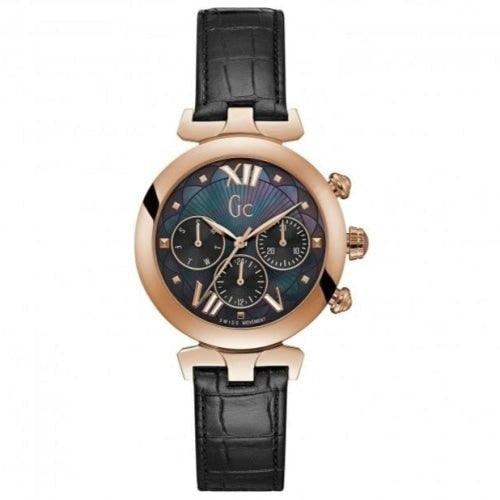 GC Sport 2 Ladies Black Pearl Leather Watch Y28004L2 - WatchStatus Ltd
