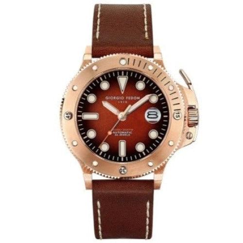 Giorgio Fedon 1919 Aquamarine Brown Leather Automatic Watch GFCR003 - WatchStatus Ltd