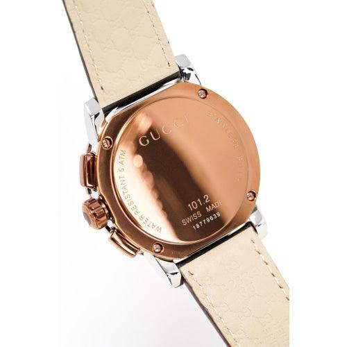 Gucci G Chrono XL Men s Rose Gold Brown Leather Watch YA101202