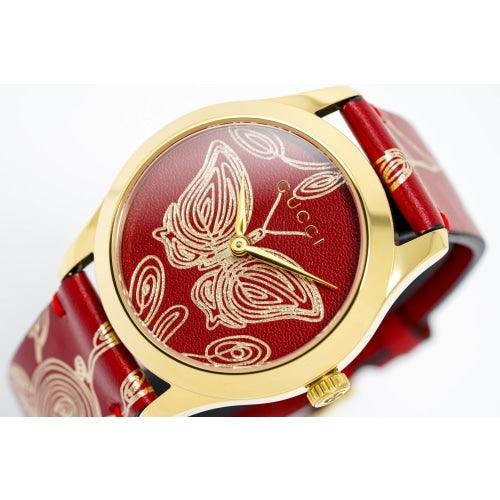 Gucci G Timeless Watch Ladies Red Leather YA1264054