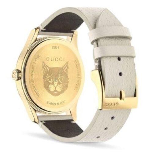 Gucci YA1264062A Ladies G-Timeless Beige/Gold Leather Swiss Watch
