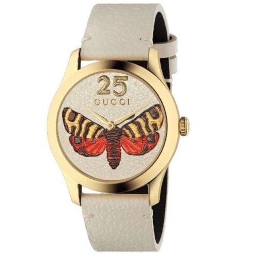Gucci YA1264062A Ladies G-Timeless Beige/Gold Leather Swiss Watch