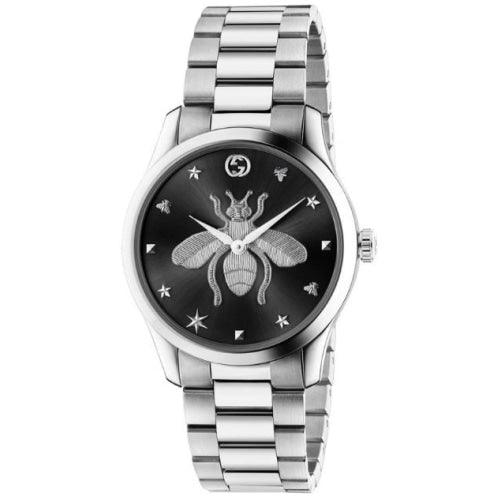 Gucci YA1264136 G-Timeless Bee Motif Silver / Black Watch - Watches