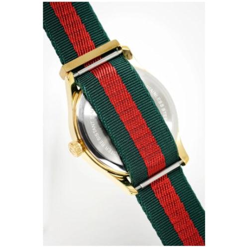 Gucci YA126487B G-Timeless 18ct yellow gold-plated Green/Red Stripe Fabric Swiss Watch