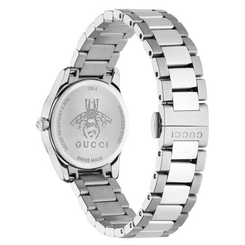 Gucci YA126572A Ladies G-Timeless Silver White Steel 28mm Swiss Watch