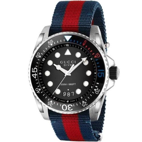 Gucci Watch Dive Black Stripe Blue YA136210 - Watches & Crystals