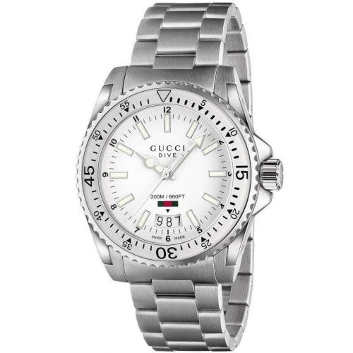 Gucci Men's Watch Dive White Silver YA136302 - Watches & Crystals