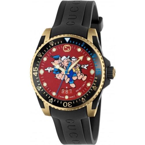 Gucci YA136325 Men’s Dive Special Edition Gold/Black Rubber Swiss Watch