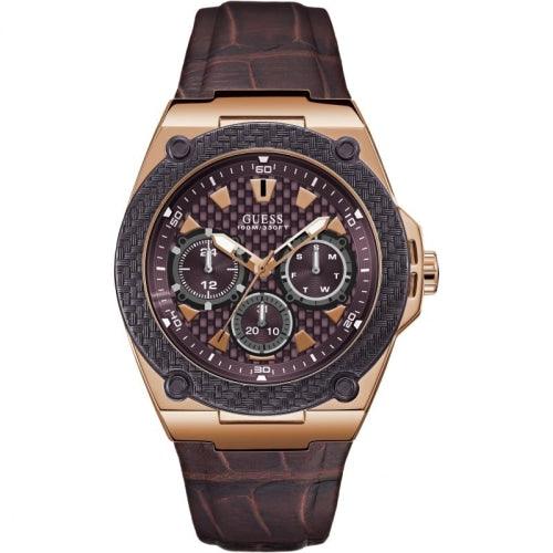 Guess Legacy Men’s Rose Gold / Brown Leather Watch W1058G2 - Watches