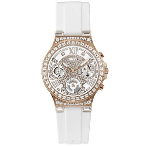 Guess Moonlight Ladies White Rubber 36mm Watch GW0257L2 - Watches