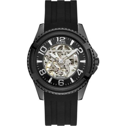 Guess Sport Automatic Mens Black Silicone Strap Watch W1178G2 - Watches