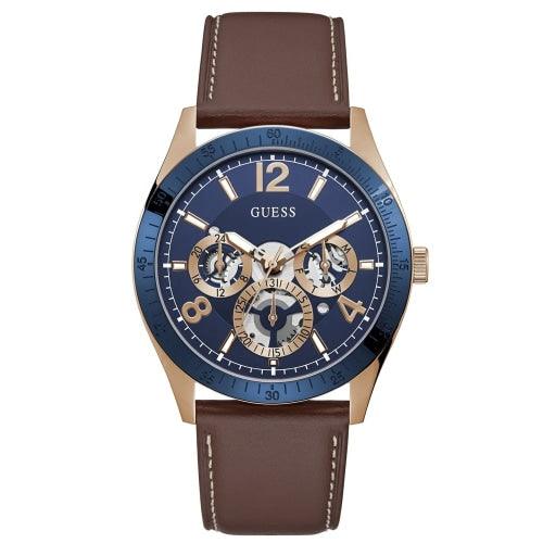 Guess Vector Men’s Blue / Brown Leather Watch GW0216G1 - Watches