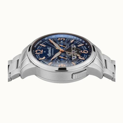 Ingersoll I00305B Men’s The Regent Silver/Blue Stainless Automatic Watch - WATCHES