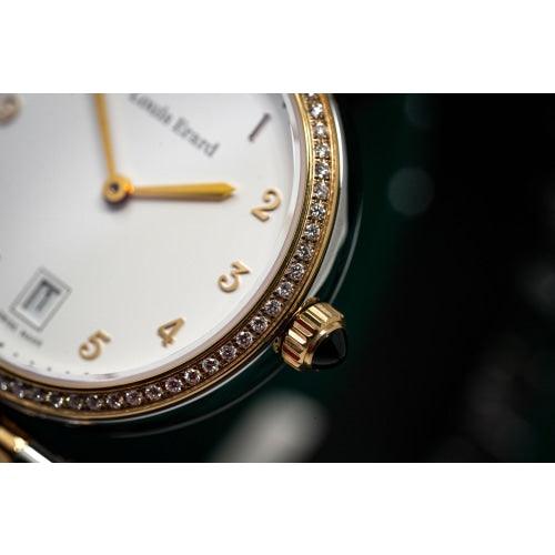 Louis Erard Quartz Ladies Watch Romance Date Steel IP Rose Gold 33mm - Watches