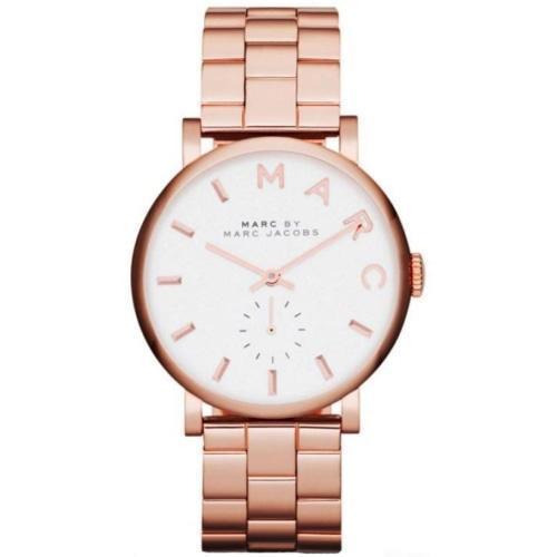 Marc Jacobs MBM3244 Ladies Baker White Dial Rose Gold Stainless Steel Watch