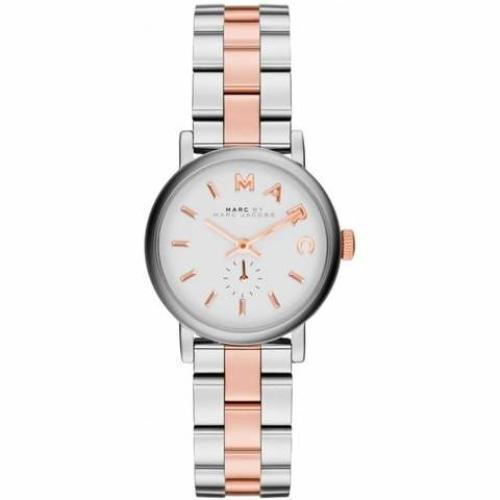 Marc Jacobs MBM3331 Ladies Mini Baker White Dial Two-Tone Stainless Steel Watch