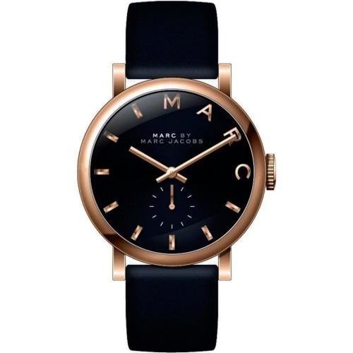 MBM8633 Ladies Baker Black Leather Rose Gold Watch