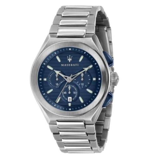 Maserati R8873639001 Men’s Triconic Silver/Blue Chronograph Watch - Watches