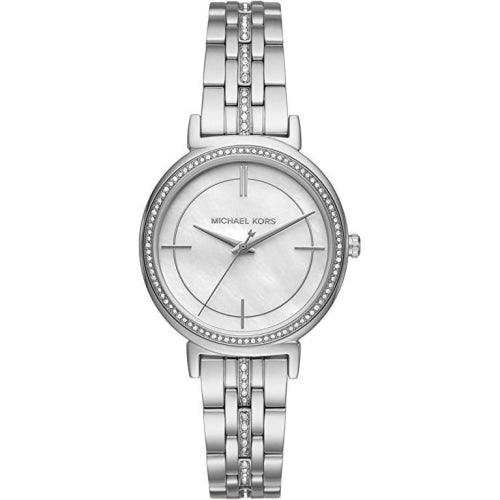 Michael Kors MK3641 Ladies Cinthia Silver Mother-of-Pearl Crystal Watch - WATCHES