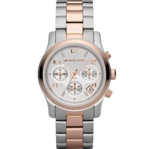 Michael Kors MK5315 Ladies Runway Silver/Rose Gold Chronograph Watch - WATCHES