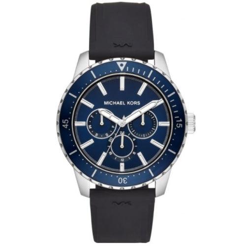 Michael Kors MK7160 Men’s Cunningham Black Silicone Blue Dial 44mm Watch - Watches