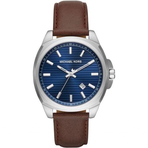 Michael Kors MK8631 Men’s Bryson Silver/Blue With Brown Leather Watch - WATCHES