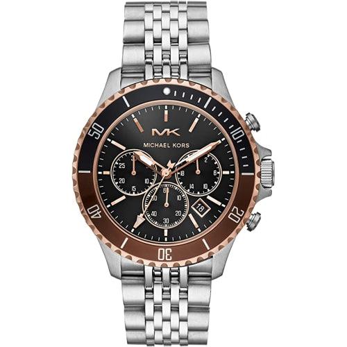 Michael Kors MK8725 Men’s Bayville Silver/Black Chronograph Watch - Watches