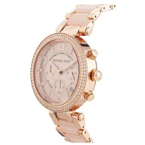 Michael Kors MK5896 Ladies Parker Rose Gold & Pink Chronograph Watch