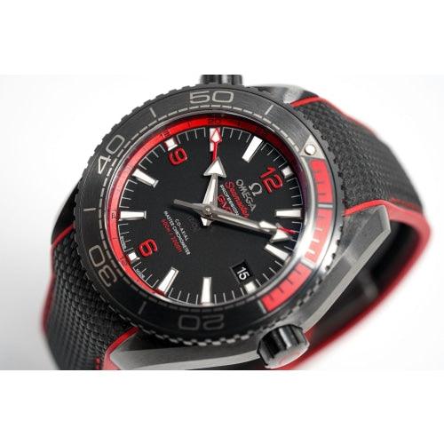 OMEGA Watch Seamaster Planet Ocean 600M 'Deep Black' Red GMT Ceramic - Watches & Crystals