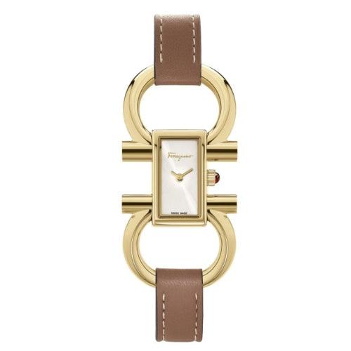 Salvatore Ferragamo Double Gancini Ladies Brown Leather Swiss Watch SFDO00319 - Watches