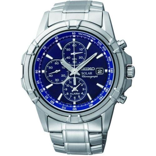 Seiko SSC141P1 Men’s Solar Power Silver/Blue Chronograph Watch