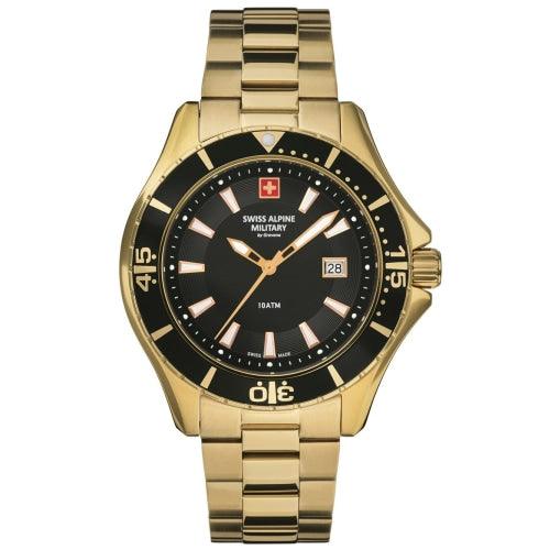 Swiss Alpine Military 7040.1117 Mens Diver Gold/Black Swiss Watch