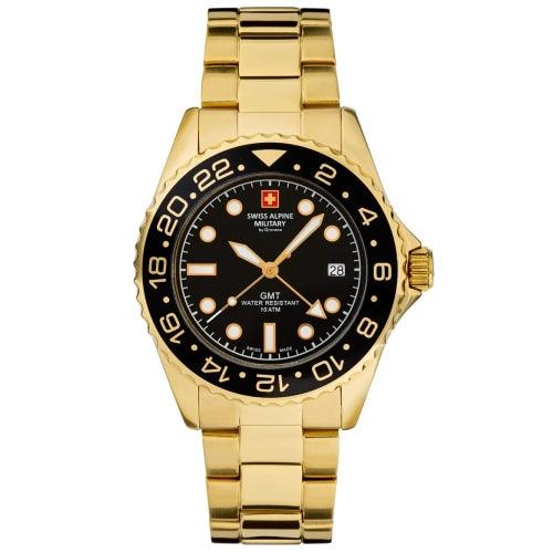 Swiss Alpine Military 7052.1117 Men’s GMT Diver Gold/Black Swiss Watch - WATCHES
