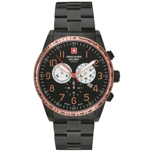 Swiss Alpine Military Men’s Black Chronograph Watch 7082.9187 - WATCHES