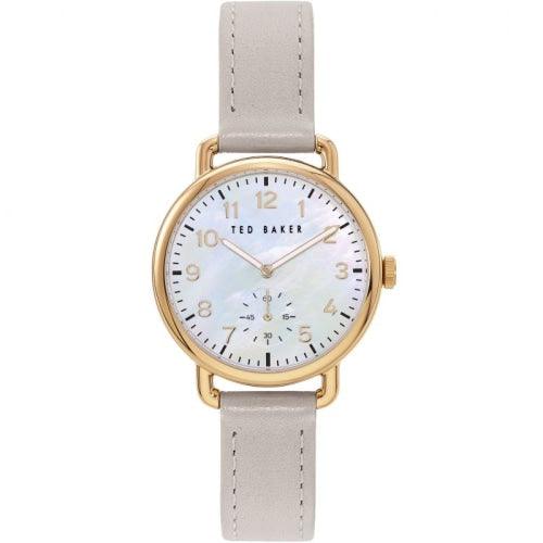 Ted Baker Hannahh Ladies Gold / Grey Leather Watch BKPHHF905UO