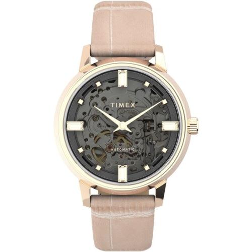 Timex Automatic Ladies Pink Leather 38mm Watch TW2T87700 - Watches
