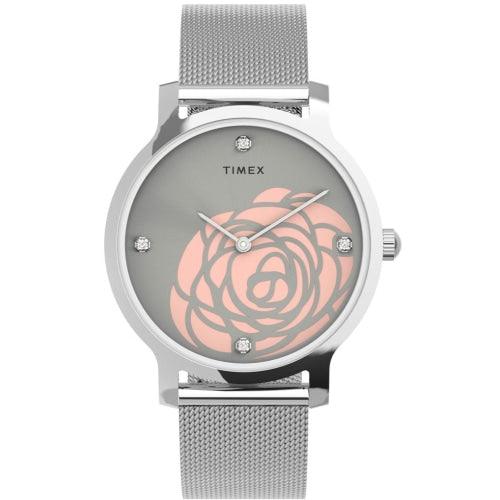 Timex Transcend Ladies Silver Mesh Watch TW2U98100 - Watches