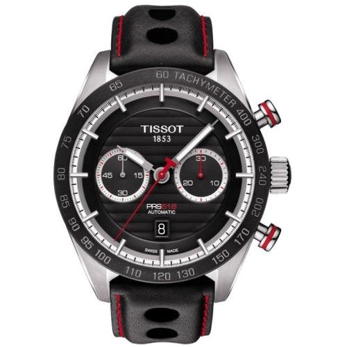 Tissot PRS 516 Men’s Black Chronograph Automatic 60hr Leather Swiss Watch T1004271605100 - WATCHES