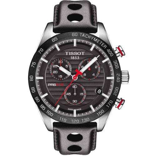 Tissot PRS516 Men’s Black Leather Chronograph Watch T100.417.16.051.00 - Watches