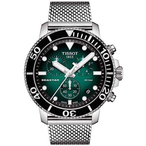 Tissot Seastar 1000 Men’s Green Gradient Chronograph Mesh Watch T120.417.11.091.00 - Watches