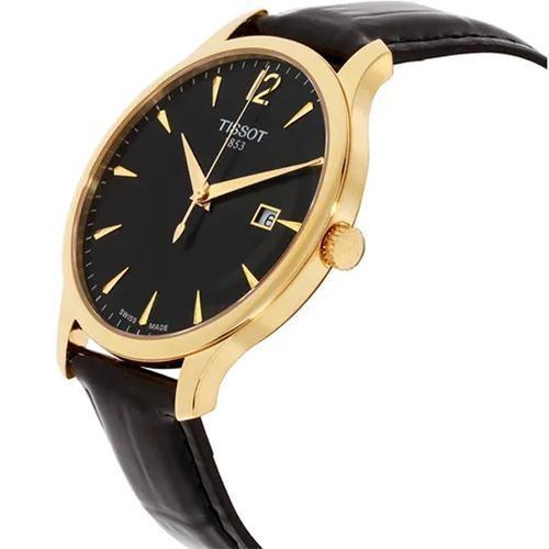 Tissot Traditional Ladies Gold/Black Leather Strap Swiss Watch T0636103605700 - WATCHES