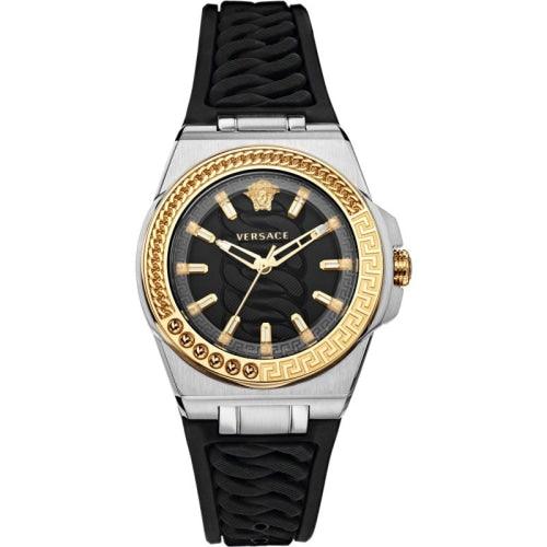 Versace Chain Reaction Ladies Black Rubber Watch VEHD00120 - Watches