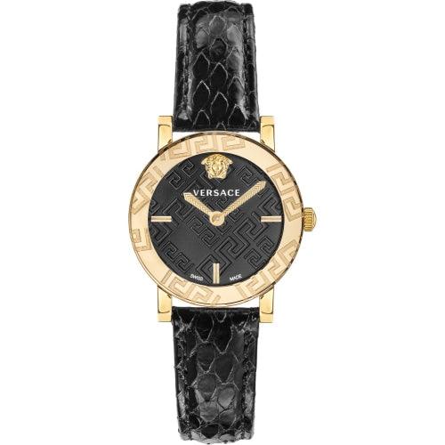Versace Greca Glass Ladies Gold 32mm Leather Watch VEU300221 - Watches