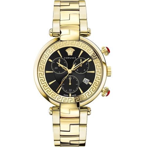 Versace Revive Men’s Gold / Black Dial Chronograph Watch VE2M00621 - Watches