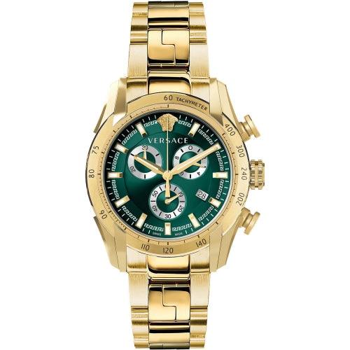 Versace V-Ray Men’s Gold / Green Dial Chronograph Watch VE2I00621 - Watches