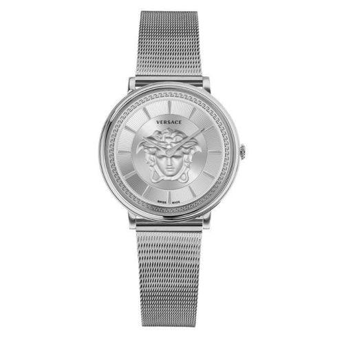 Versace VE8103921 Ladies V-Circle Silver Stainless Mesh Swiss Watch - Watches