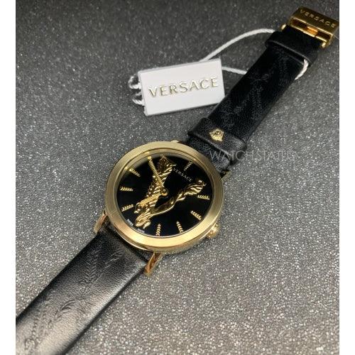 Versace VEHC001/19 Ladies Virtus Gold & Black Leather Swiss Watch