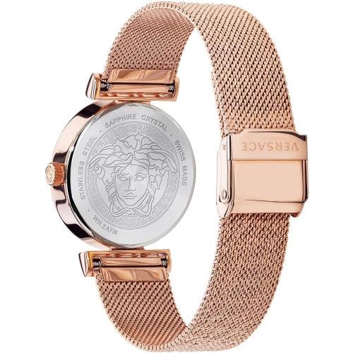 Versace VELW00620 Ladies Meander Rose Gold/Silver Stainless Mesh Swiss Watch - Watches