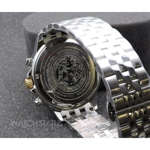 Versace VEV6004/19 Mens Signature Silver & Black Chronograph Swiss Watch